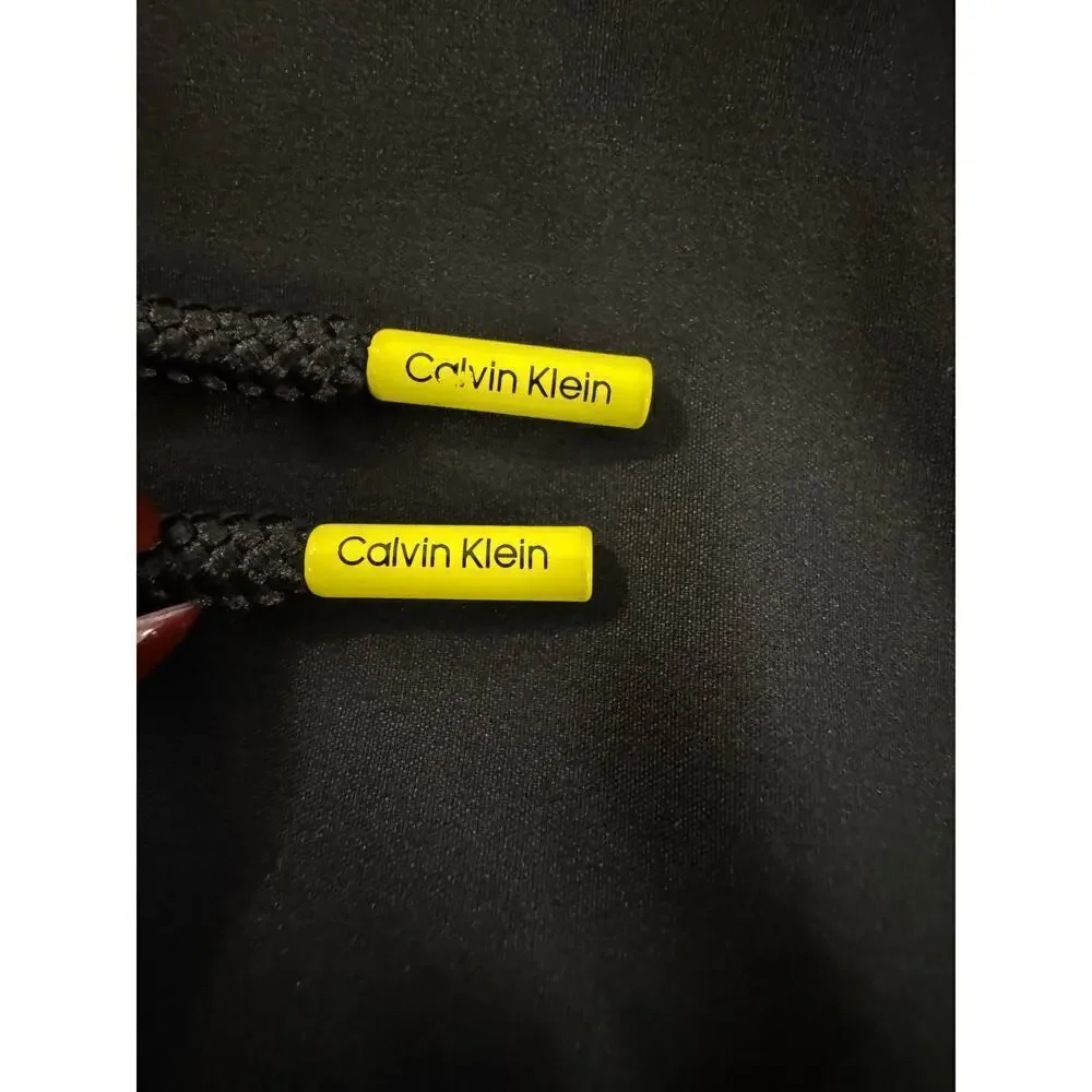 Calvin Klein Black Yellow Logo Mesh Lined Swim Trunks Men’s Size XXL